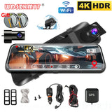 4K Front and Rear Camera Mirror GPS Car
