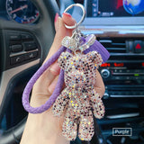 Cartoon Diamond Crystal Bow Bear Car Pendant Mirror