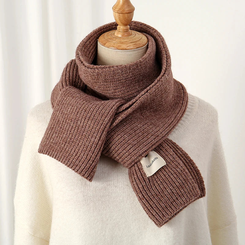 Warm Knitted Wool Soft Scarf Women Solid Korean