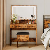 Vanity Desk with Drawers & LED Lighted Mirror