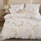 Queen Bedding Duvet Cover Set White Marble Printed