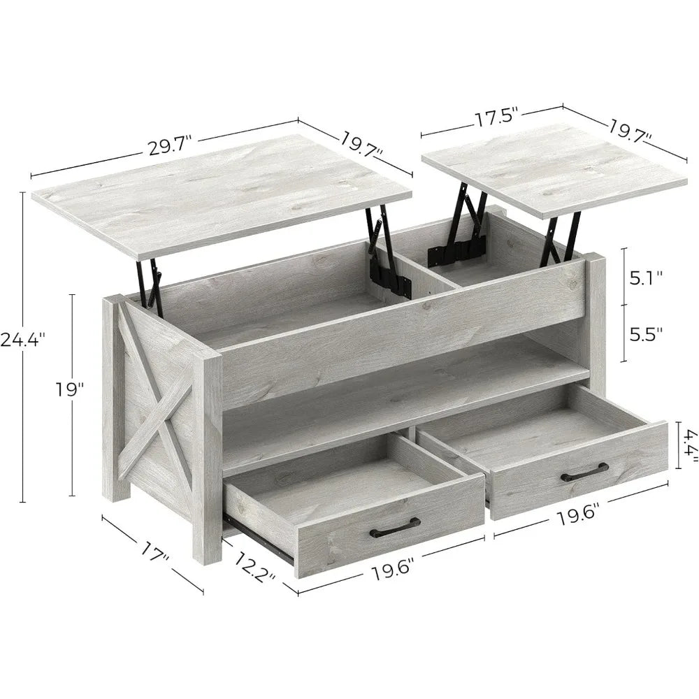 Gray Coffe Table Retro Center Table With Wooden