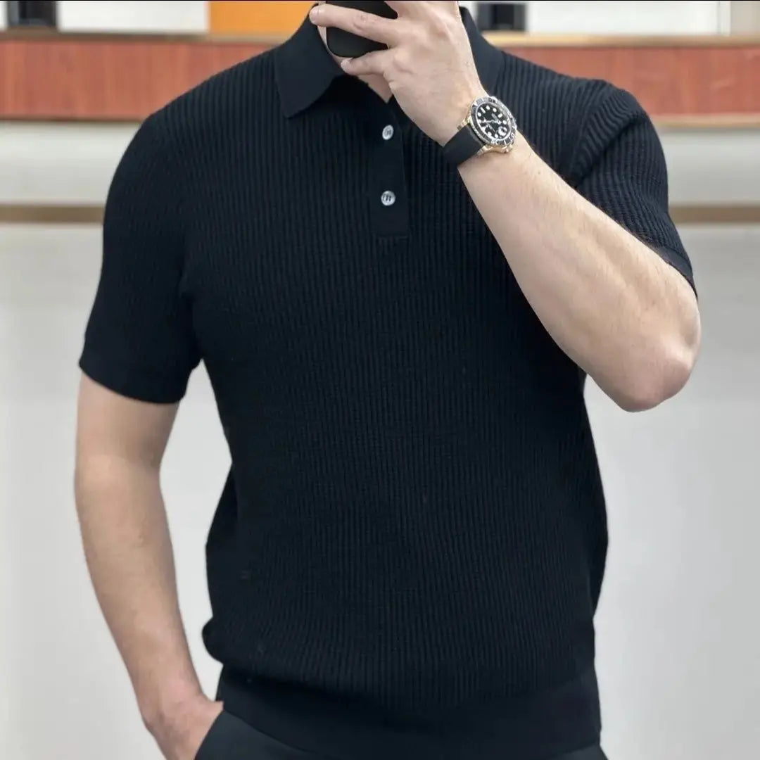 Business Office Casual Men's Button Polo-Neck T-shirt Fashion