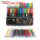 48 Colors Gel Pens Refills Rollerball Pastel Neon