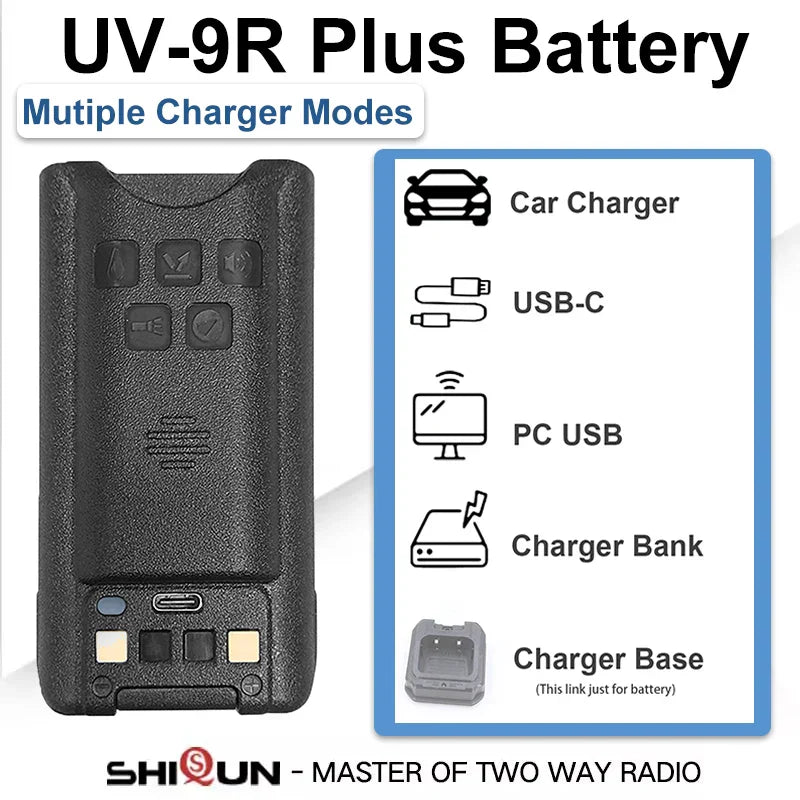 Baofeng UV-9R Battery USB C Charge 4800mAh Li-ion