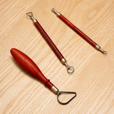 Tungsten Steel Ring-shaped Double-head Trimming Scraper Wooden Handle