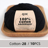 QJH 10PCS 100% Organic Cotton Yarn Pure/Mixed Color