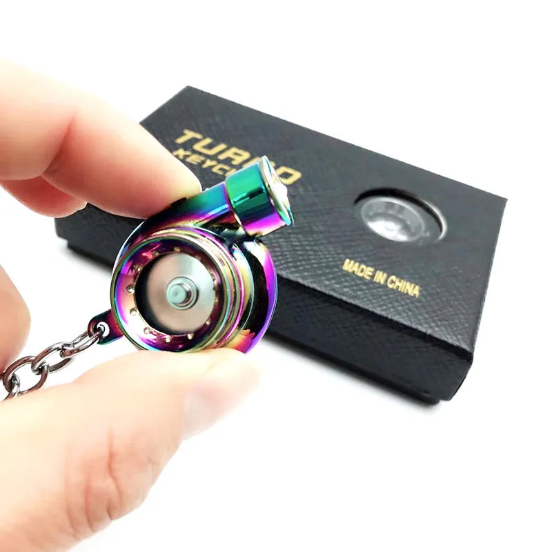 LED Mini Turbo Sound Turbocharger Keychain Spinning Turbine