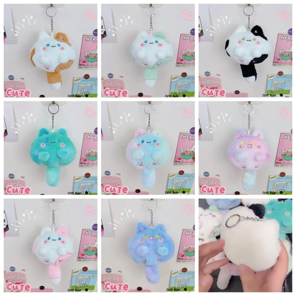 Squeak Long Tailed Cat Plush Keychain Cartoon Cute