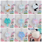 Squeak Long Tailed Cat Plush Keychain Cartoon Cute