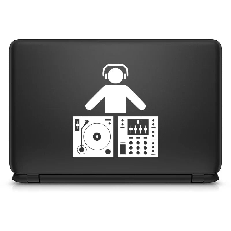 DJ Turntable Music Vinyl Laptop Sticker for Apple