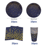 Dark Blue Gold Dot Disposable Tableware Set Paper