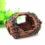 Aquarium Artificial Barrel Cave Resin Ornaments Decorations Landscaping