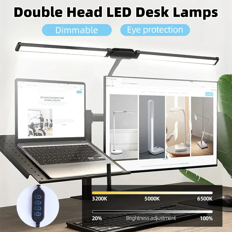 Double Head Desk Lamp Led Reading Light Stand