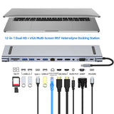 12-in-1 Type-C USB 3.2 Hub VGA Three Screen