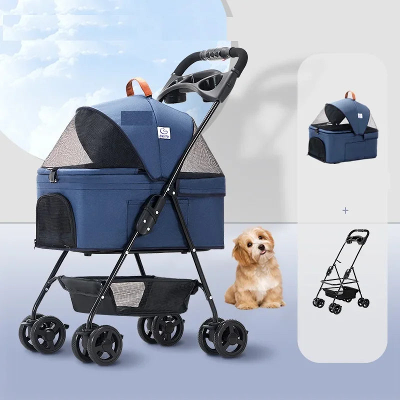 Detachable Pet Trolley 4 Wheel Universal Dog Stroller