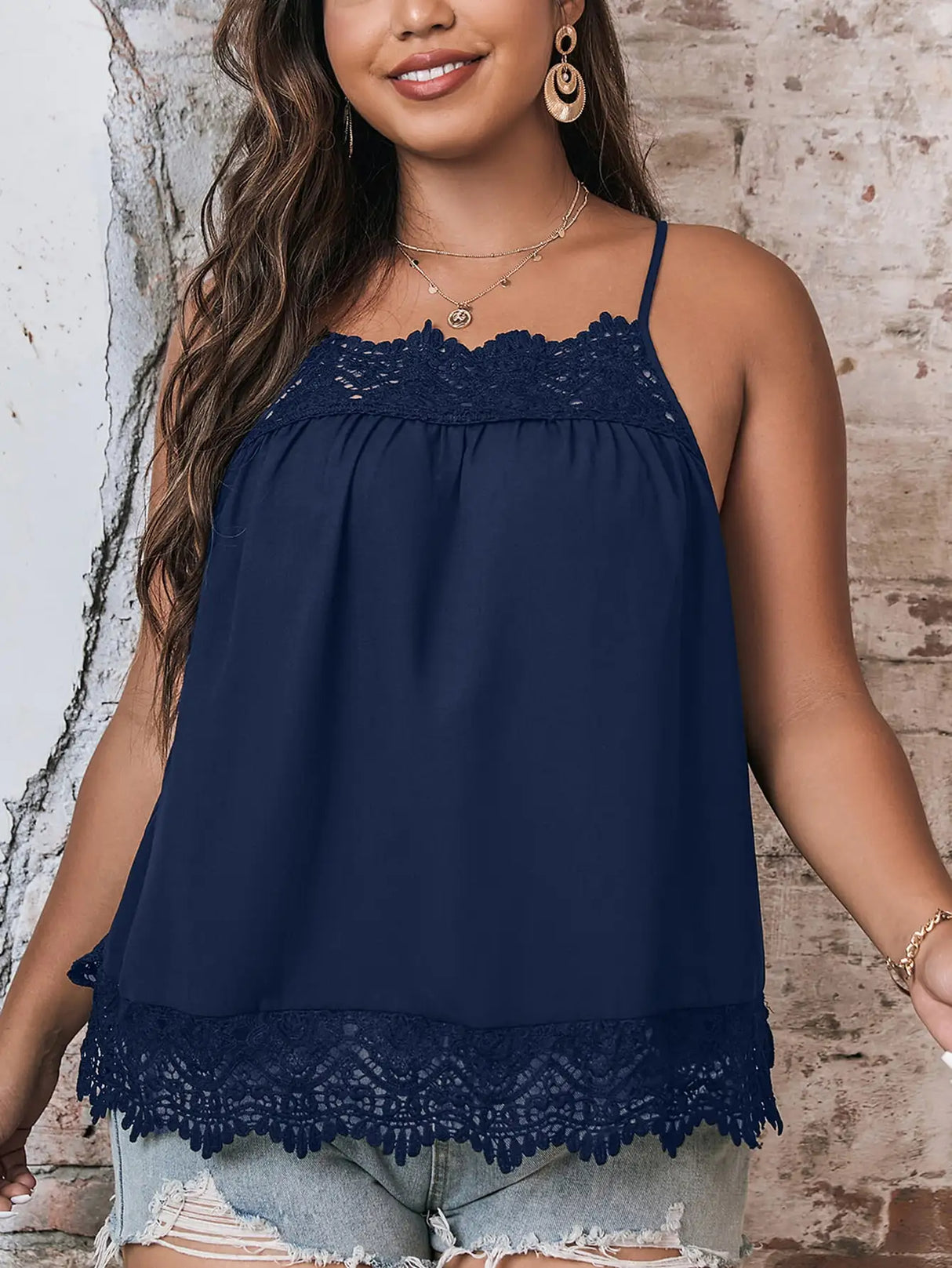Finjani Women Camis Top Plus Size Royal Blue