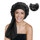 Satin Long Nightcap Wide Edge Adjustable Bonnet Women