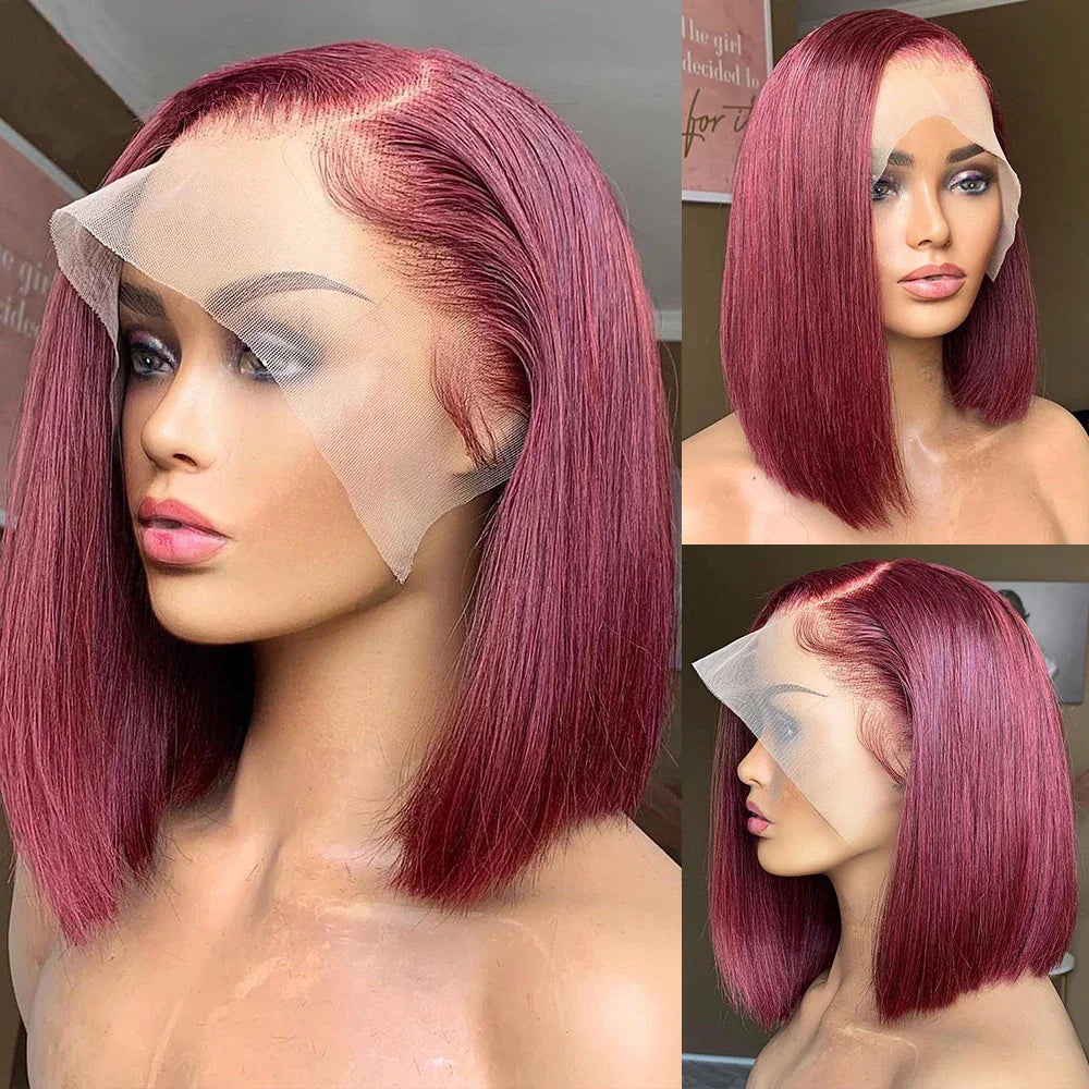 13x4 Lace Burgundy Short Bob Wig Human Hair