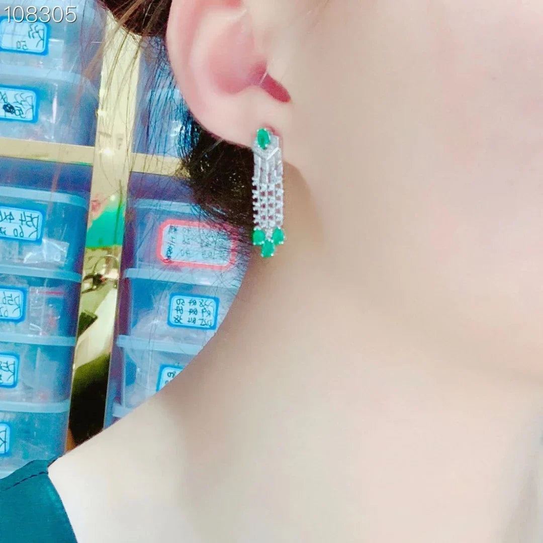 Natural Emerald Jewelry 925 Sterling Silver Created Green