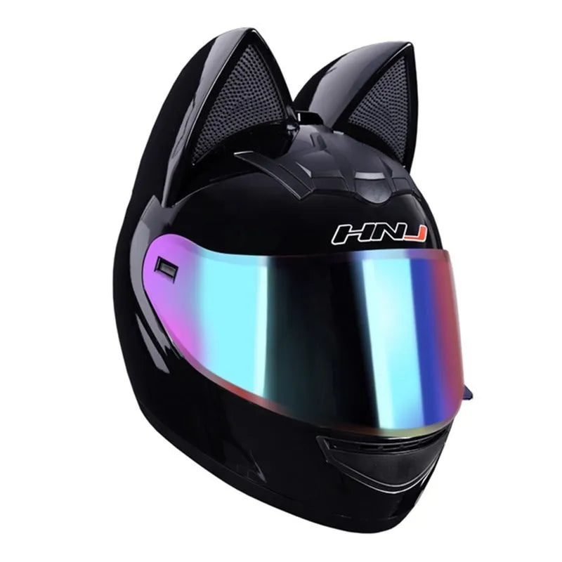 Motorcycle Full Face Helmet Cat Ear Helmet Women Moto Ear Helmets Personality Motorbike Helmet Motocross Capacete Casque