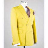 Luxury Men's Suit Blazer Yellow Regular Lenght Peak