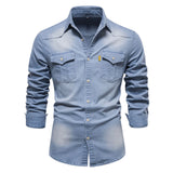 Men's Denim Shirt High Quality Cotton Elastic Spring