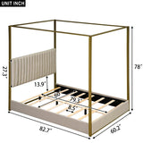 Queen Size Upholstery Canopy Platform Bed with Headboard and Metal Frame，Adult and adolescent double bed,single bed，marriage bed