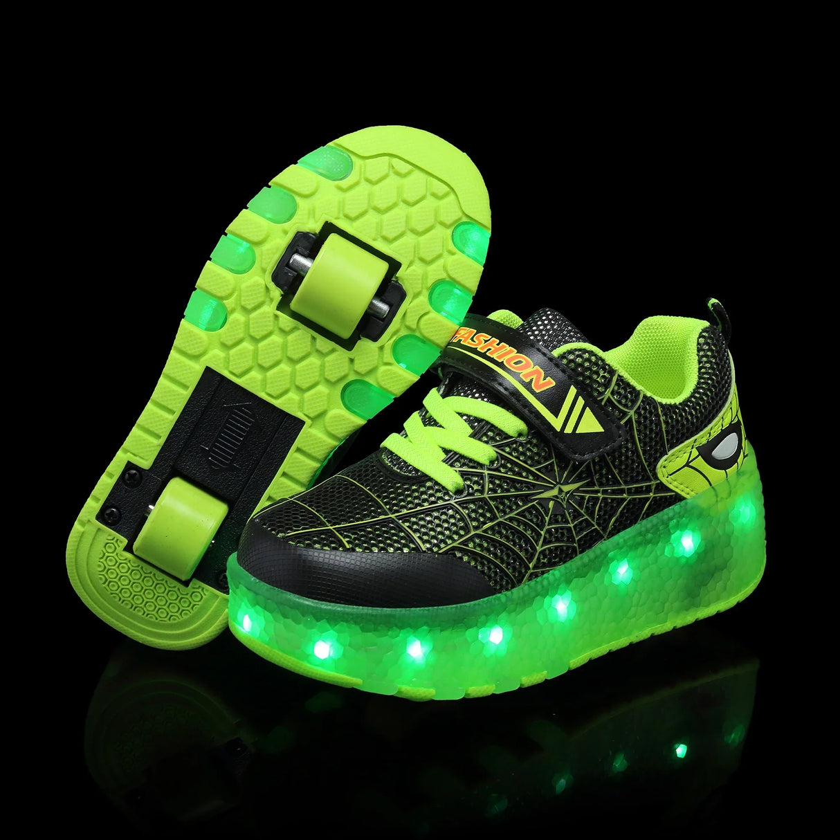 Kid Sneakers Spider Cartoon Mesh Usb Charge Luminous