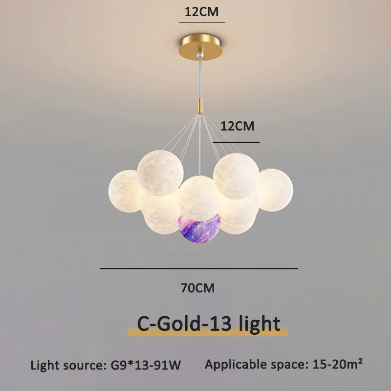 Modern 3D Moon Bubble Chandeliers Children's Room Decor