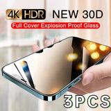 3pcs 9D Full Cover Protective Glass For iPhone