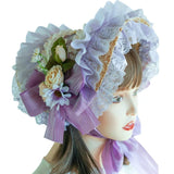 Japanese Lolita Sweet Handmade Straw Sun Hat Lace
