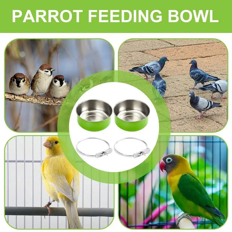 Bird Cage Feeder 2PCS Parrot Food Water Bowls