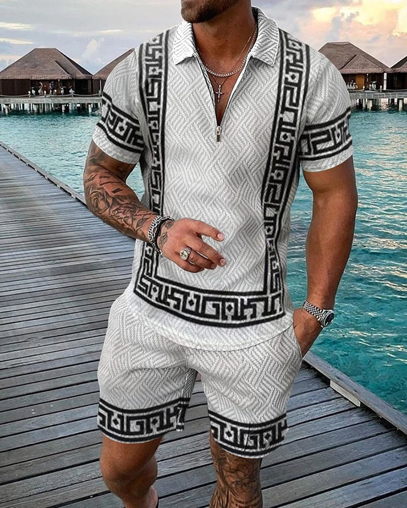 Summer Brand Tracksuit Solid Color Male Shorts Suit