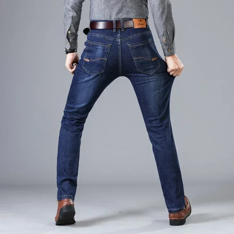 Autumn and Winter Stretch Men's Jeans Men's Style Straight and Versatile Denim Long Pants