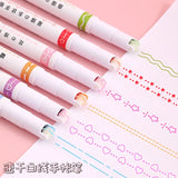 1/6Pcs/set Kawaii Flowers Line Shaped Highlighter Pens Roller