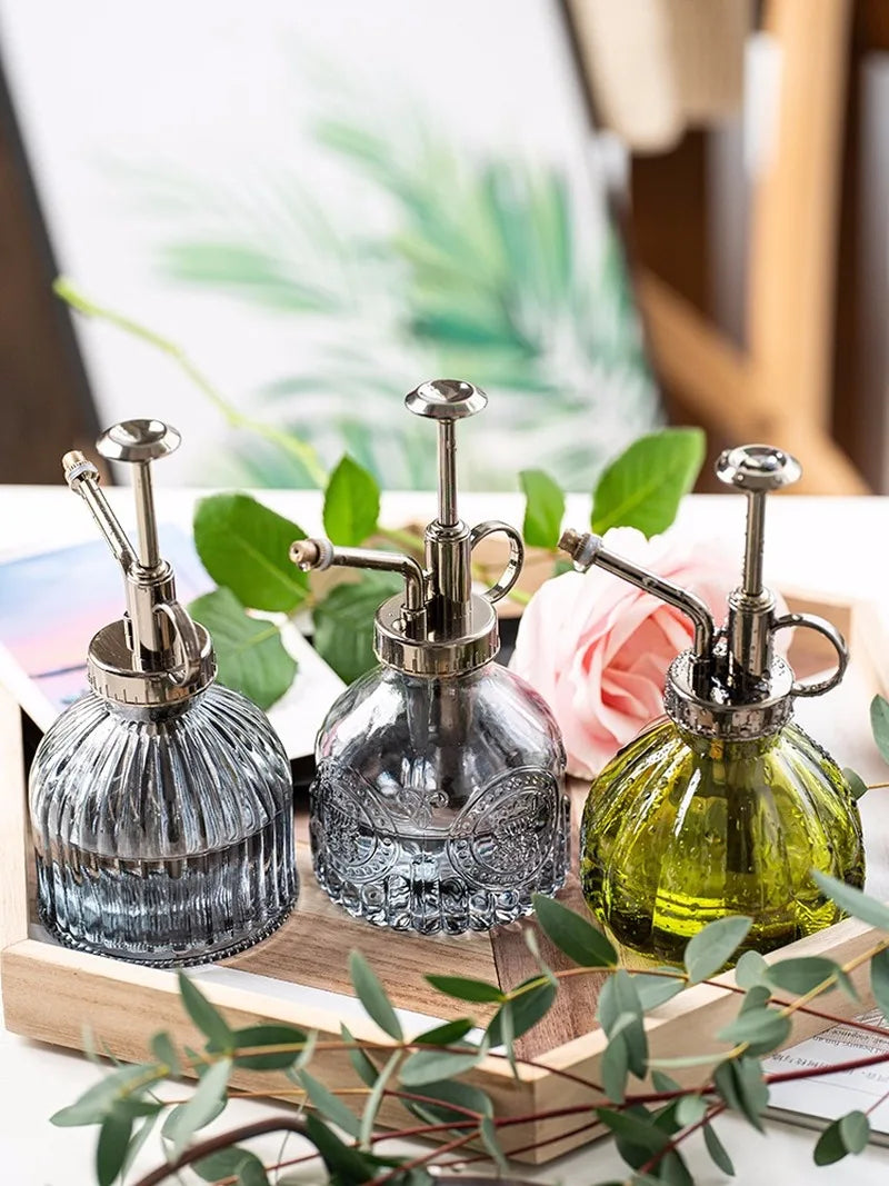 Glass Embossed Air Pressure Gardening Small Watering Can