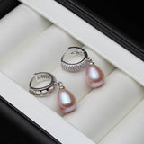 925 Sterling Silver Natural Freshwater Pearl Drop Earrings,Real