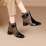 Women Ankle Boots Thick Heels Platform Short Boots