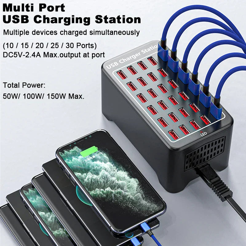 USB Charger 10 15 20 25 30 Ports