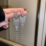 Fashion Statement Earring Long Full Rhinestone Big Earrings