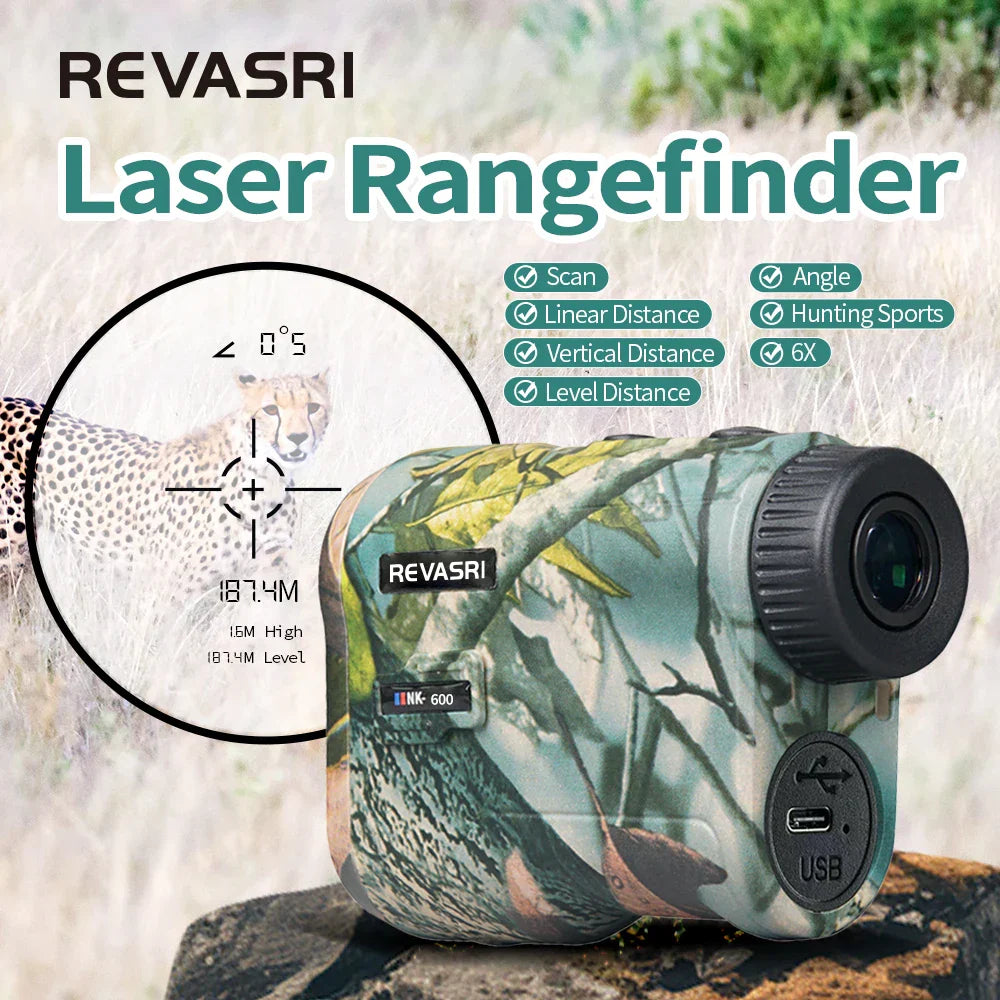 REVASRI Golf Laser Rangefinder 600M Rechargeable Battery,Slope and