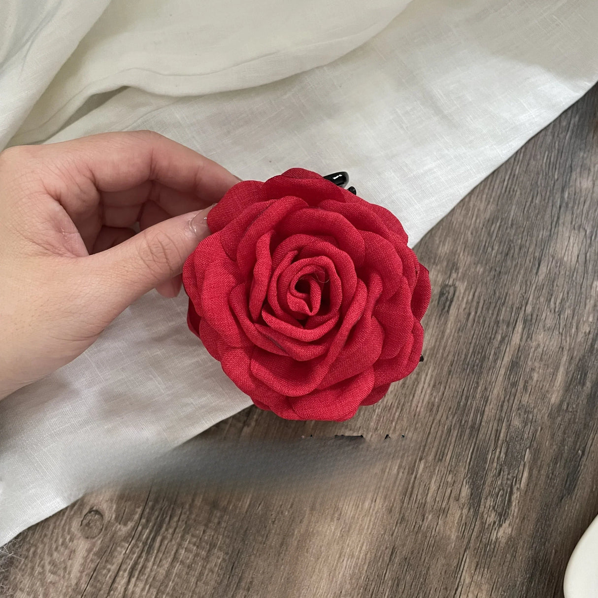 Fabric Rose Flower Crab Hair Clip Ins Popular