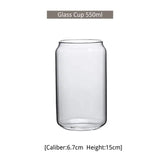 550ml/400ml Glass Cup With Lid and Straw Transparent