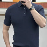 Business Office Casual Men's Button Polo-Neck T-shirt Fashion