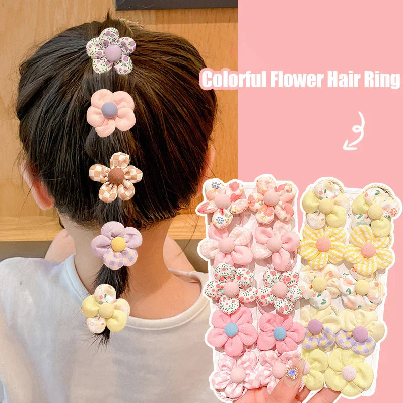 10Pcs Baby Cute Flower Hair Ring Rope Elastic