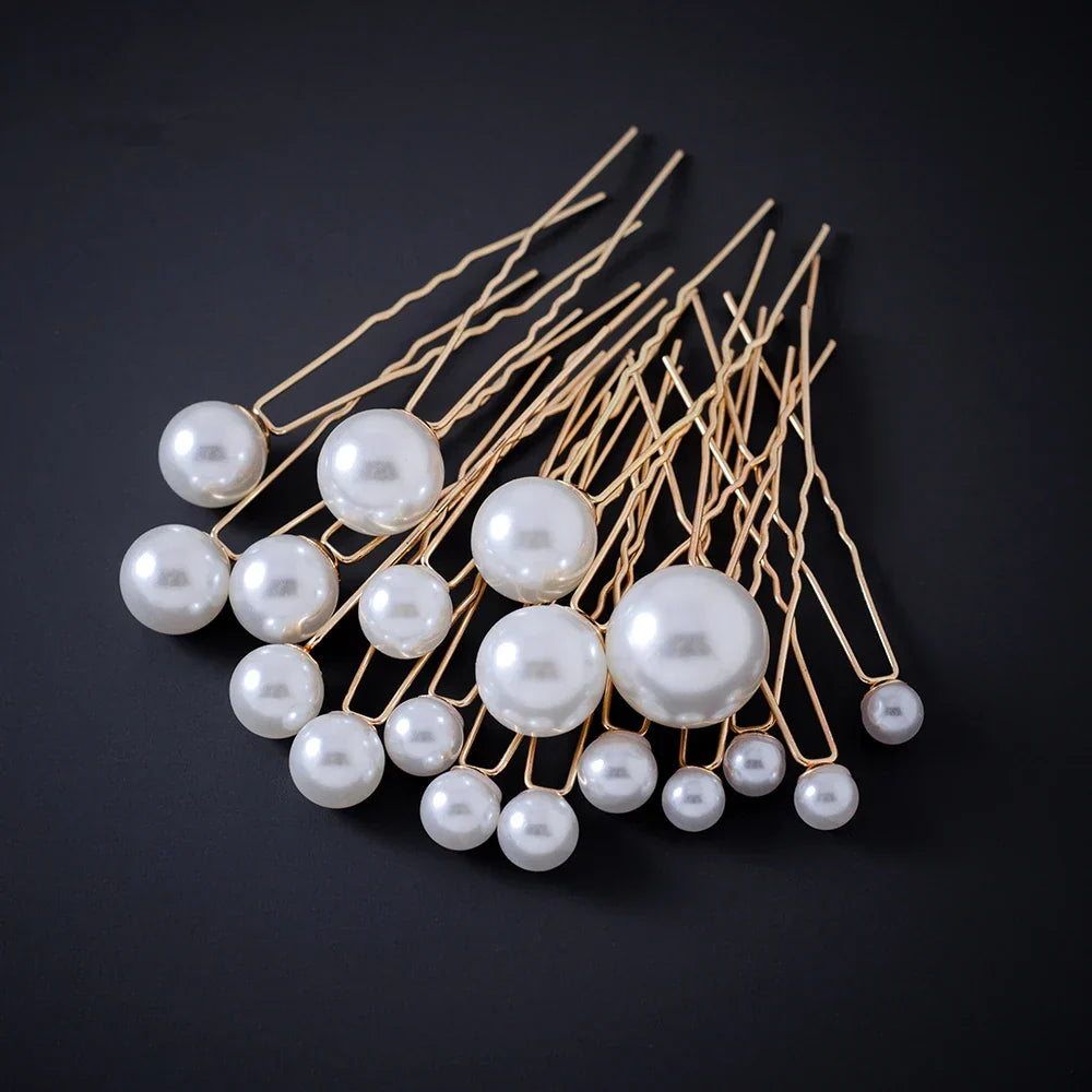 Fashion Metal U Shape Pearl Hairpin Clips Wedding