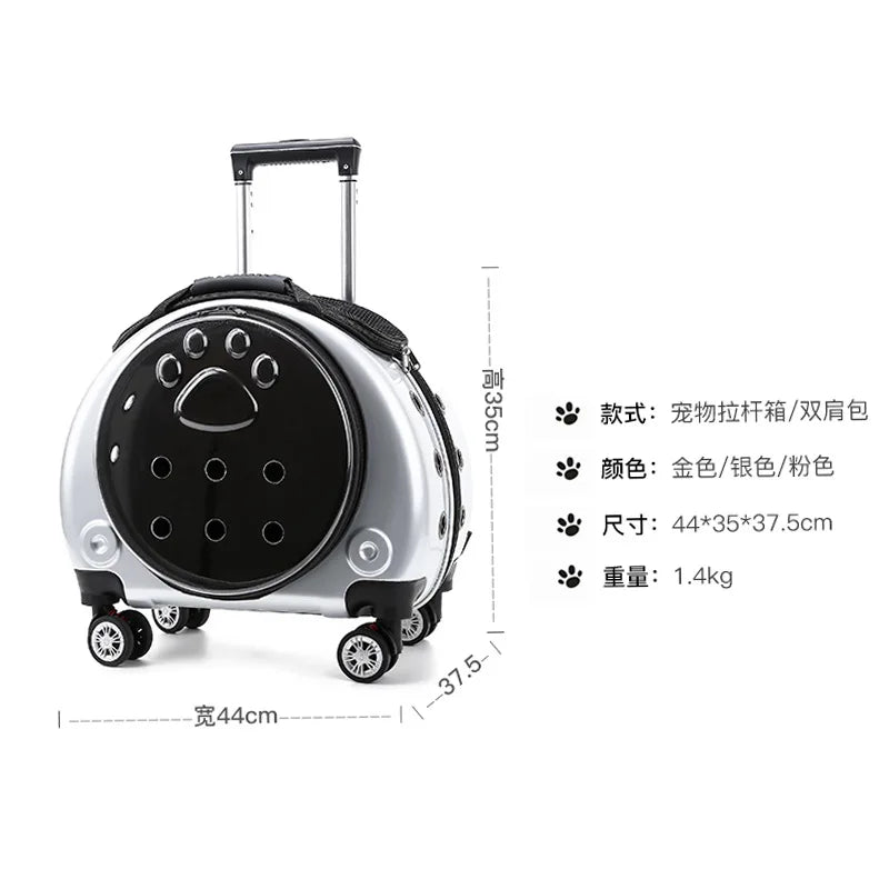 Small Transparent Pet Trolley Case Capsule Portable Dog