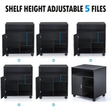 Printer Stand with Storage Adjustable Shelves, Wood Mobile
