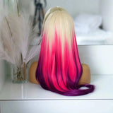 AIMEYA Ombre Purple Synthetic Lace Front Wigs for